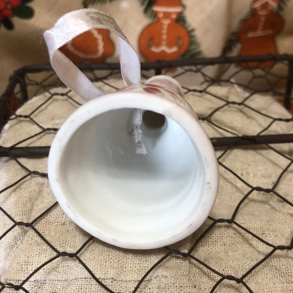 Christmas Porcelain Bell w/Ribbon Dillard's Trimmings Christmas Décor 3.25x3”